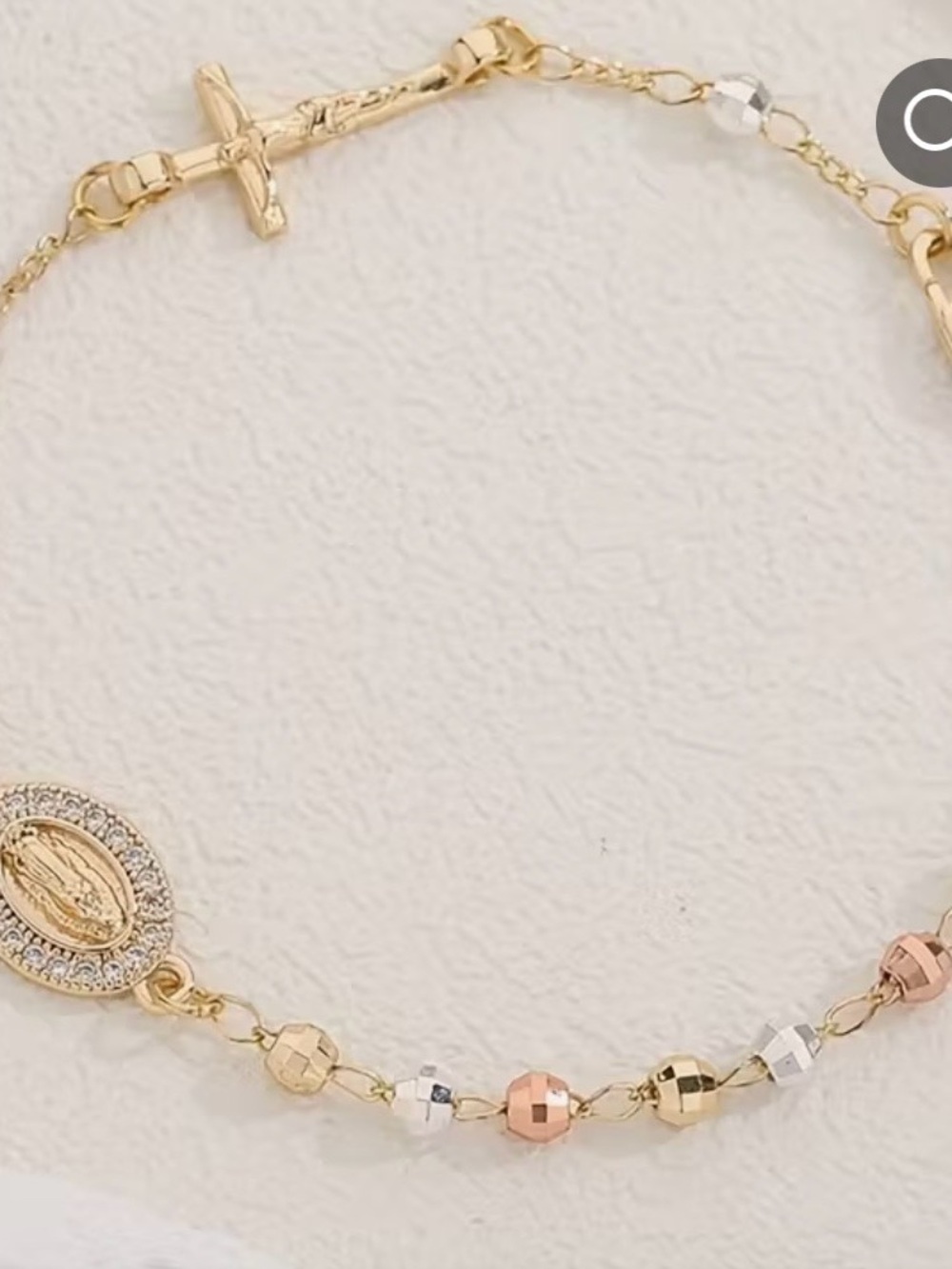 Rosary bead Gold Tri-Tone Miraculous Medal Beaded Bracelet